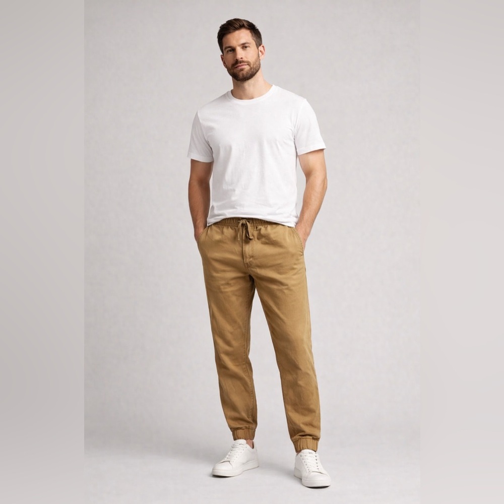 Urban Pipeline Mens Jogger Pants Tan Drawstring Elastic Cuff Casual Large